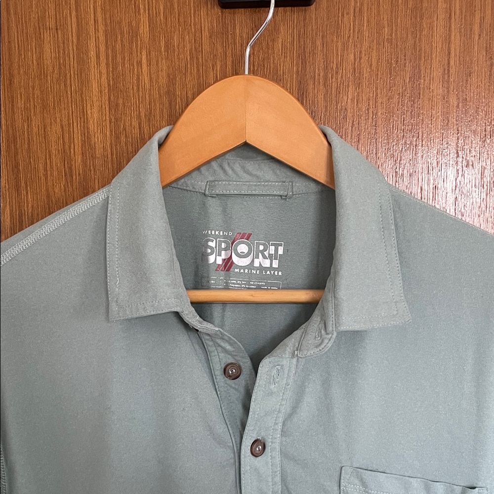 Marine Layer Weekend Sport Polo teal golf shirt